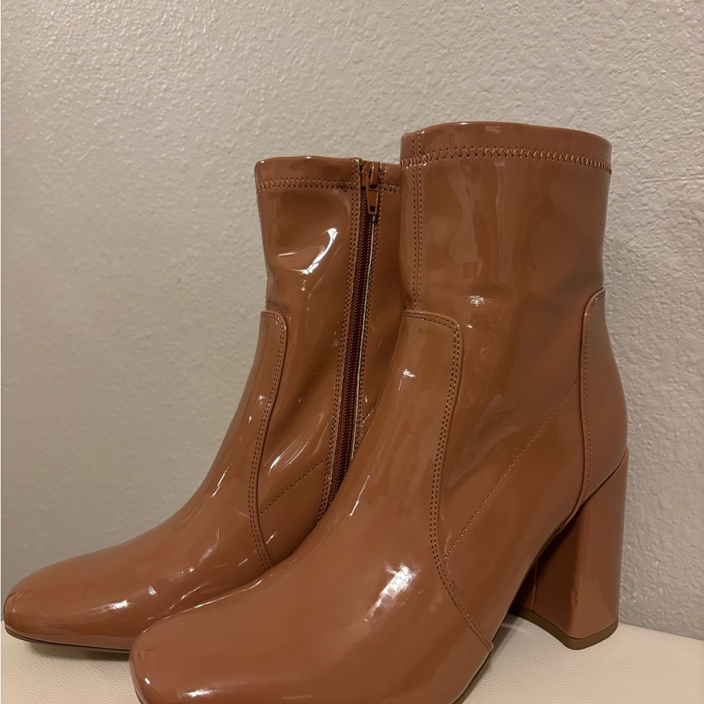 Madden Girl Glossy Brown Heeled Boots